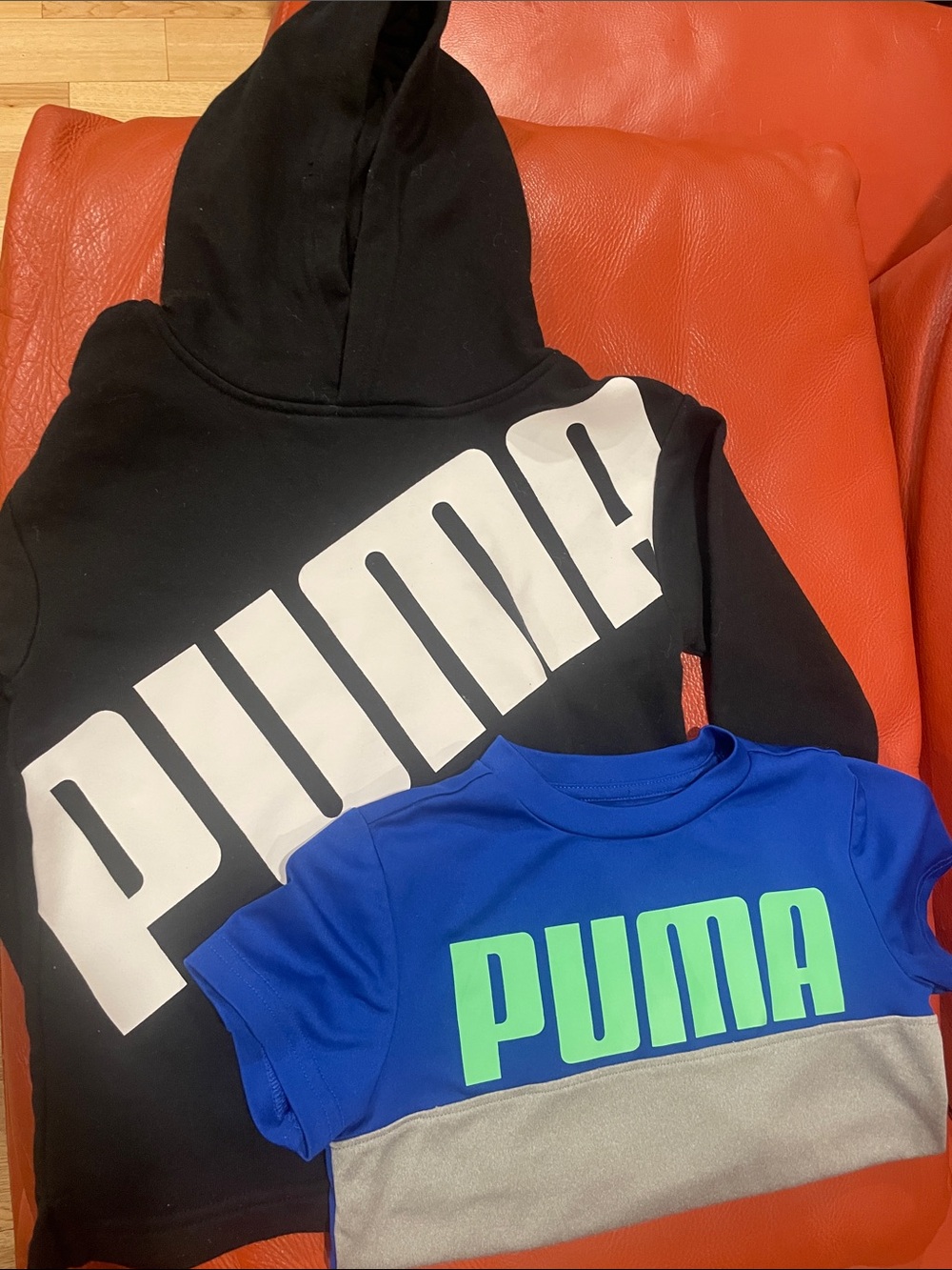 Puma Black Hoodie with Royal Blue Tee - Neon Green Logo